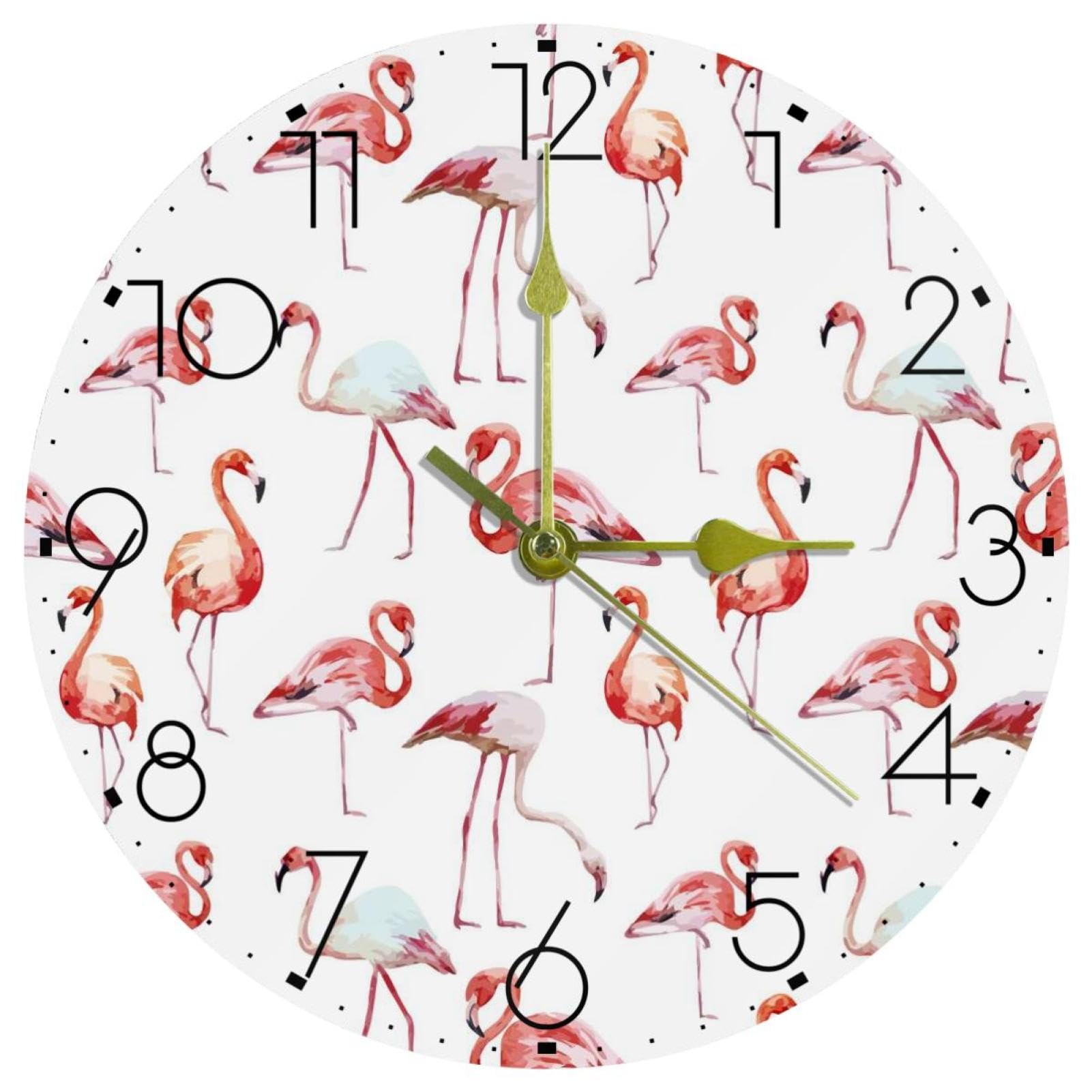 Horloge murale pour école et salle de classe assurant un calme absolu avec ses flamants roses