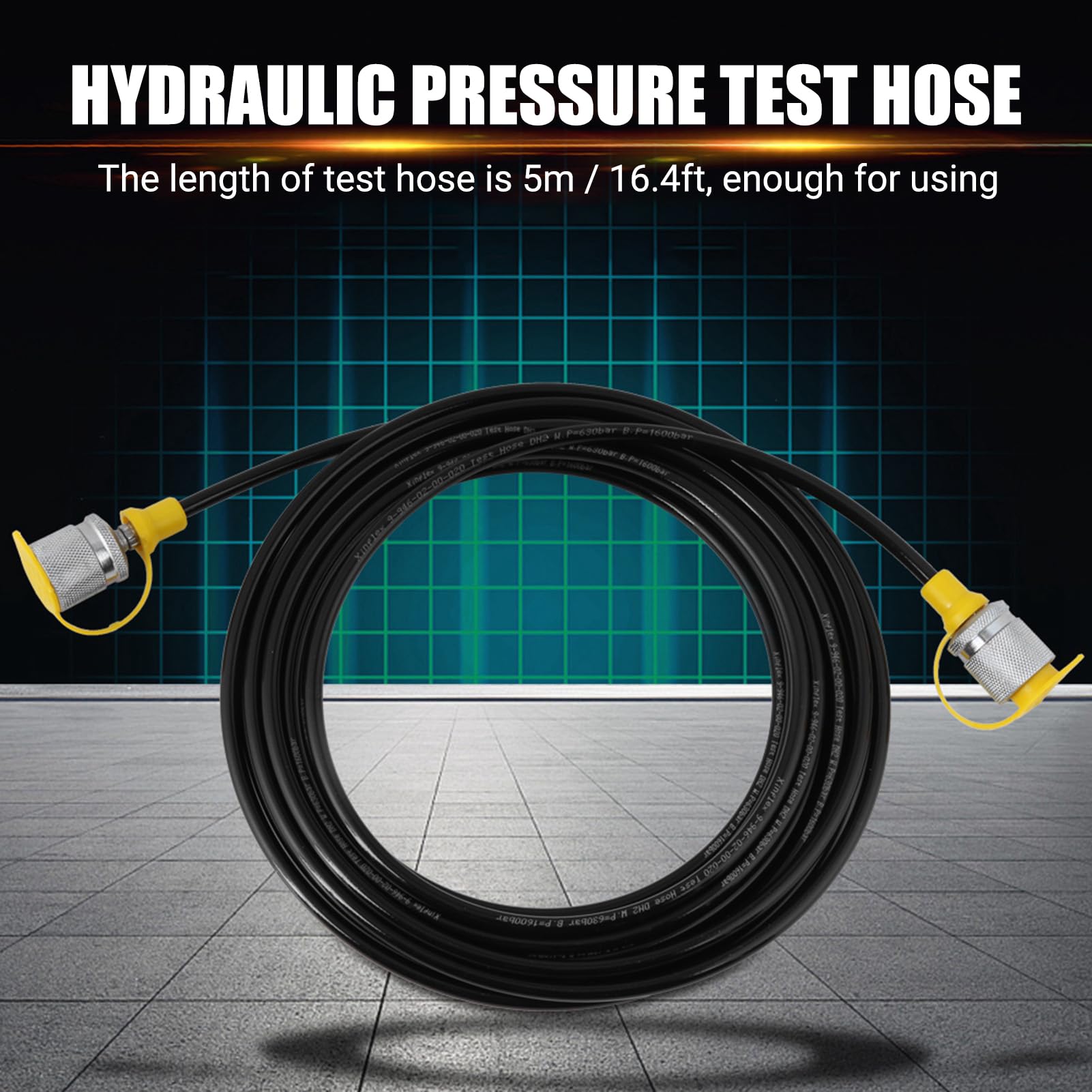 Manguera de prueba de presión hidráulica 5.0M/16.4FT M16-M16 hembra líquido negro para varios equipos de pruebas