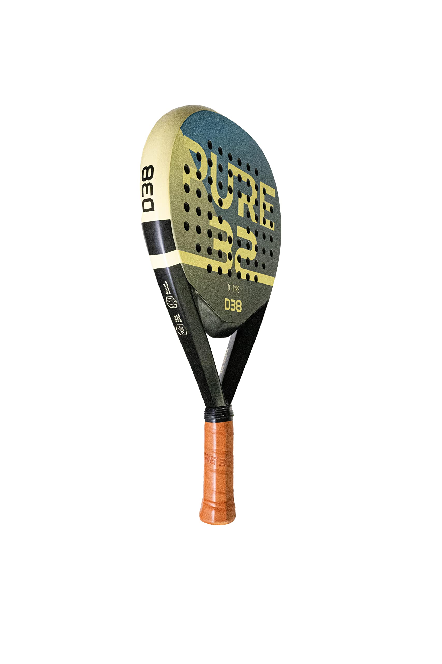 Dynamic Type D38, Power Padelschläger, Carbon, Extra Rough Surface, Black Eva Kern, Fortgeschrittene Padelspieler