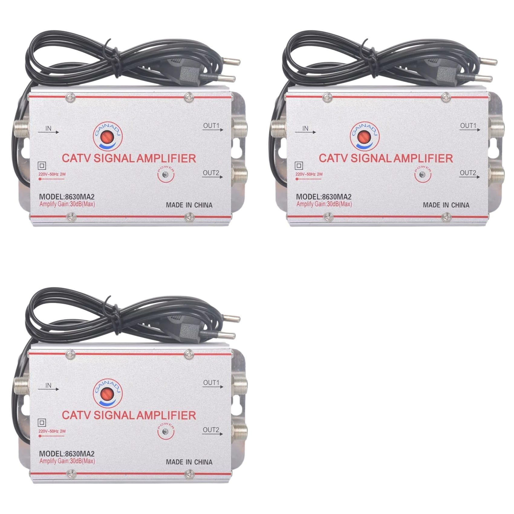3X 8630MA2 30dB Amplificatore Splitter per TV Via Antenna TV Digitale Amplificatore di Segnale Apparecchiature TV Domestiche Spina UE da 45 MHz A 860 MHz