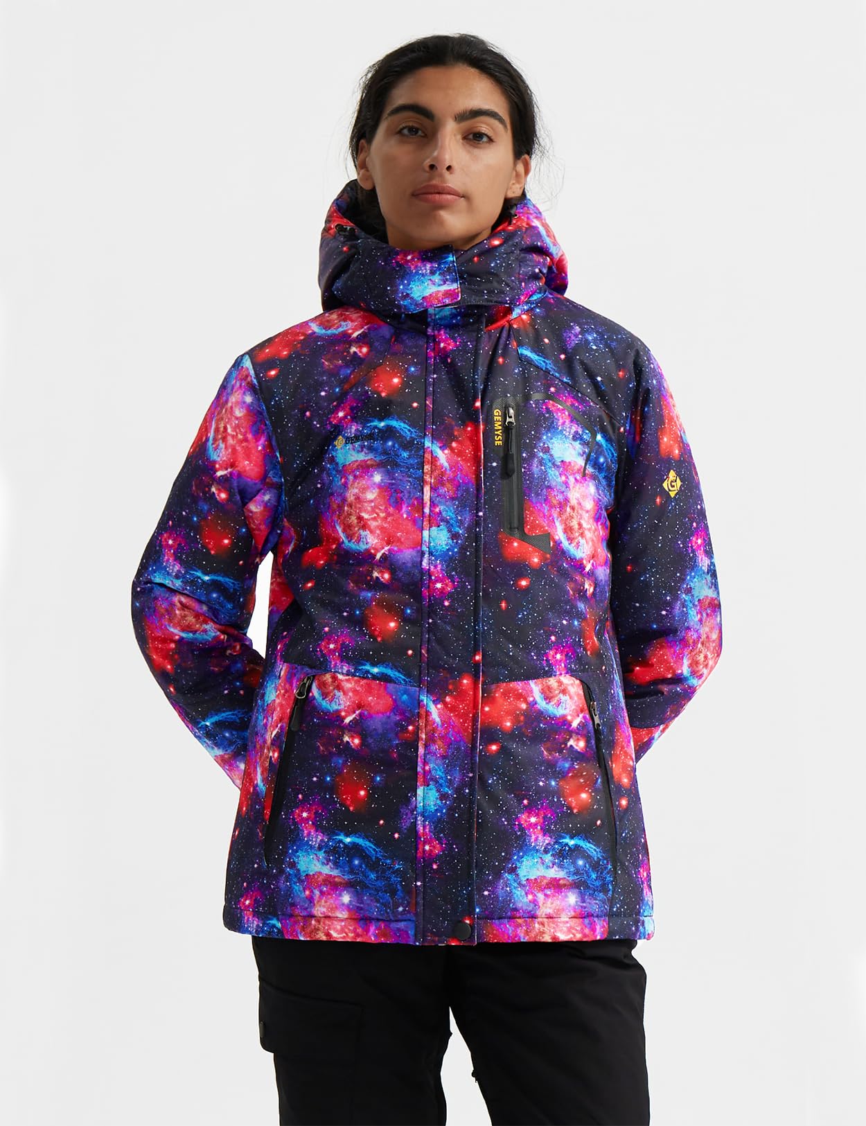 GEMYSE Donna Giacca da Sci impermeabile montagna Giacche Pile invernale antivento Cappotto con Cappuccio