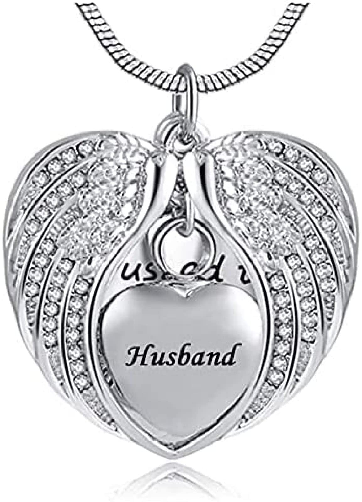 wandering Cremation Jewelry Urn Necklace Ash Necklace 316L Stainless Steel Angel Wing Ash Necklace Heart Shape Cremation Souvenir Pendant Necklace Jewelry Ash Necklace