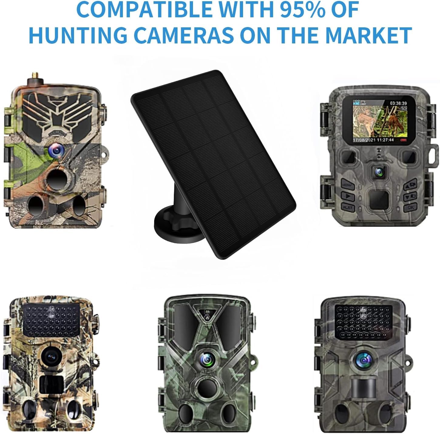 Solar Panel for Trail Camera, Solar Charger Kit with Built-in 5000mAh Rechargeable Lithium Battery - Output: 12V/1A, 6V/1.5A, IP66 Waterproof Portable Outdoor Power Supply Kit - 3