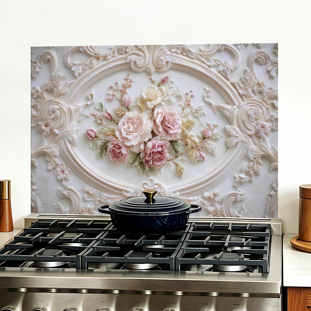 Baroque Rose Kitchen Backsplash Peel and Stick, 35.4x23.6 in