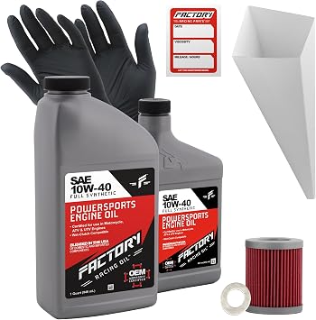 Oil Change Kit compatible with Suzuki AN400 Burgman Includes 1.5 Quarts of 10W-40 Full Synthetic Oil, 1 Filter, 1 Crush Washer, 1 Funnel, 1 Oil Change Reminder Sticker