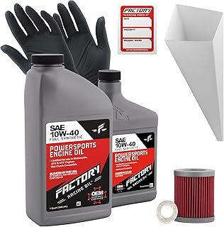 Oil Change Kit compatible with Suzuki AN400 Burgman – Includes 1.5 Quarts of 10W-40 Full Synthetic Oil, 1 Filter, 1 Crush Washer, 1 Funnel, 1 Oil Change Reminder Sticker