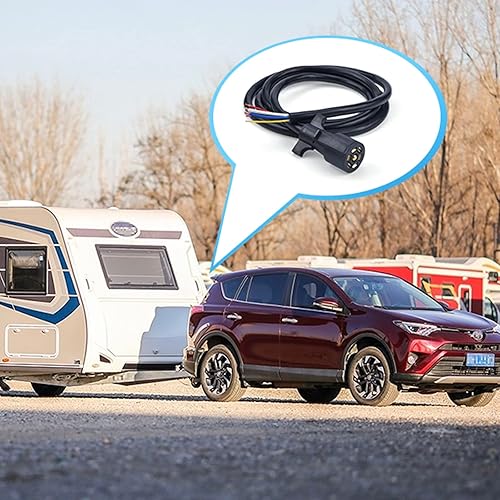 Miniatura 6 de BHTOP - Arnés de cableado de enchufe de remolque de 7 vías de 8 pies Cable de alambre de remolque de 7 pines Control de freno y luz 10-14AWG