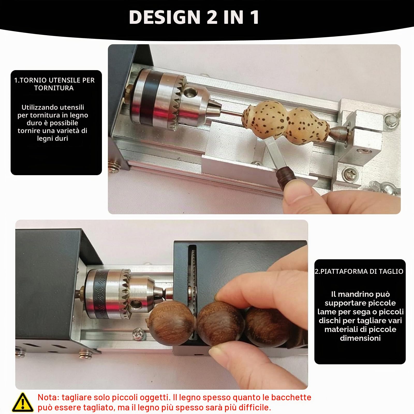 Tornio in metallo, mini tornio 2000 – 8000 giri/min, piccolo tornio con regolazione a 7 marce e mandrino di precisione, tornio per tornitura, levigatura e lucidatura