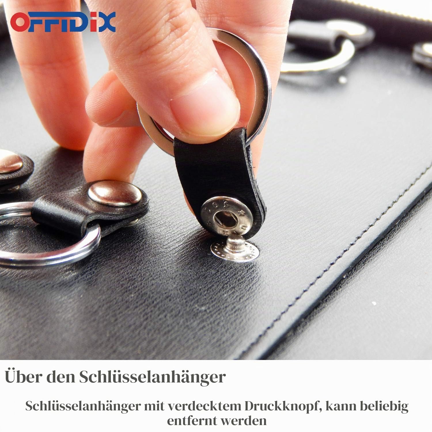 OFFIDIX Tragbares Schlüsseletui mit Reißverschluss, Leder-Schlüssel-Organizer, tragbarer Manager und Vermieter-Schlüsselhalter Schlüsselschrank mit 24 Schlüsselhaken für Immobilienagent, Hotelmanager
