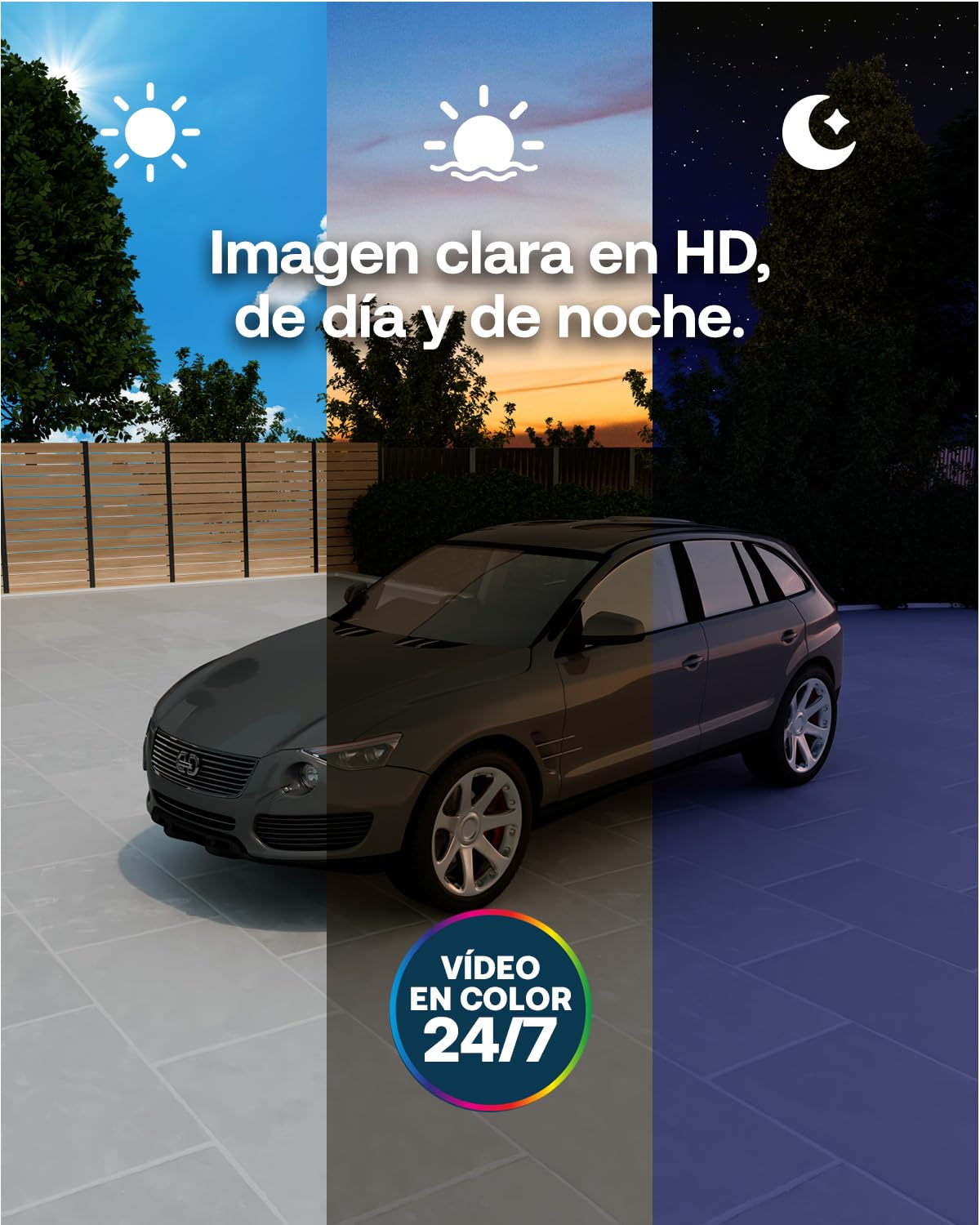 Arlo Essential 3 HD con rotación 360º Horizontal, Vertical y Zoom, Camara Vigilancia WiFi Exterior HD, Sensor de Movimiento, Alarmas, Visión Nocturna En Color, Prueba Secure Incluida, 2 Cámaras