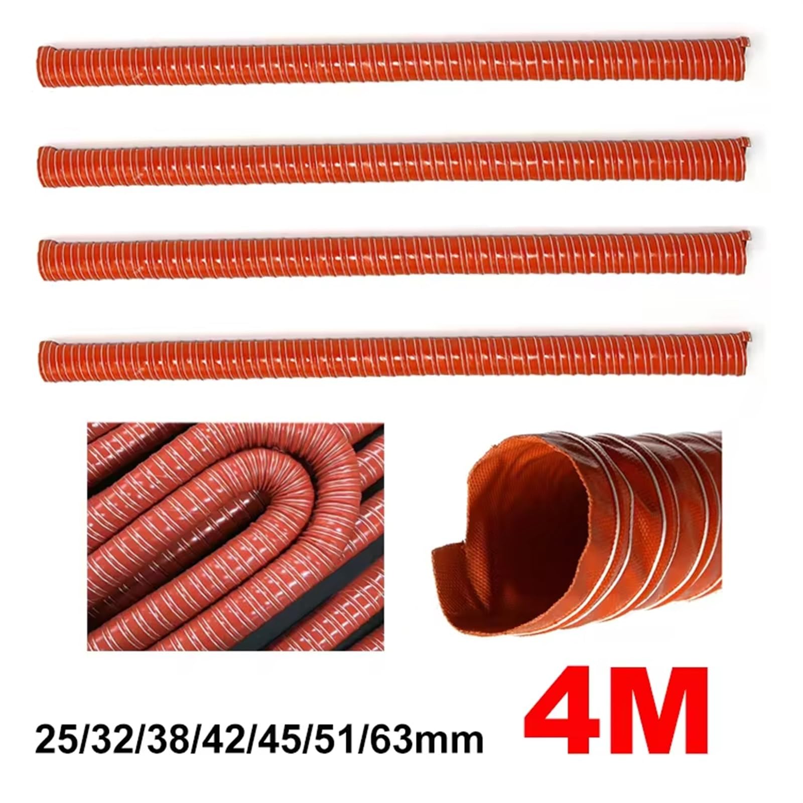 Auto Lufteinlass Schlauch 4 Meter | 51mm Durchmesser | Hitzebeständig Bis 300°C