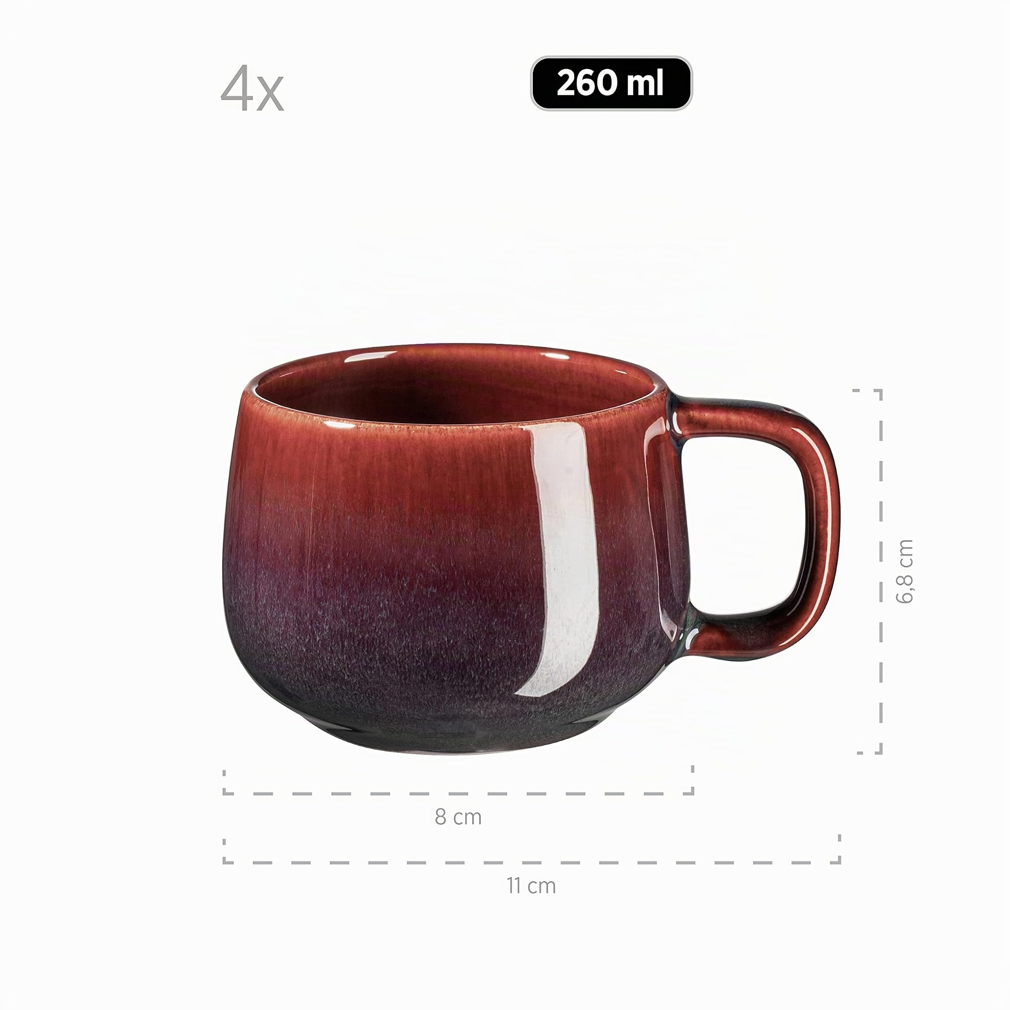 MÄSER Serie Elina Uno, Modernes Kaffeegeschirr Set mit unregelmäßiger Effektglasur für 4 Personen, mit Dessertteller, Kaffeetassen und Untertassen, 12-teiliges Kaffeeservice, Steinzeug, Jungle