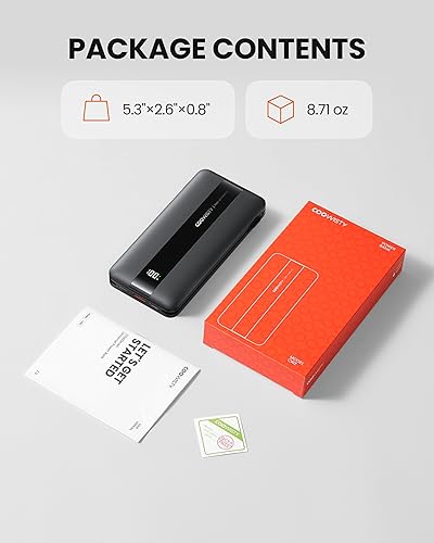 Miniatura 8 de Cargador portátil con enchufe de pared, batería externa de carga rápida, cables integrados, 10500mAh 22.5W, 4 salidas, 3 entradas, pantalla LED,