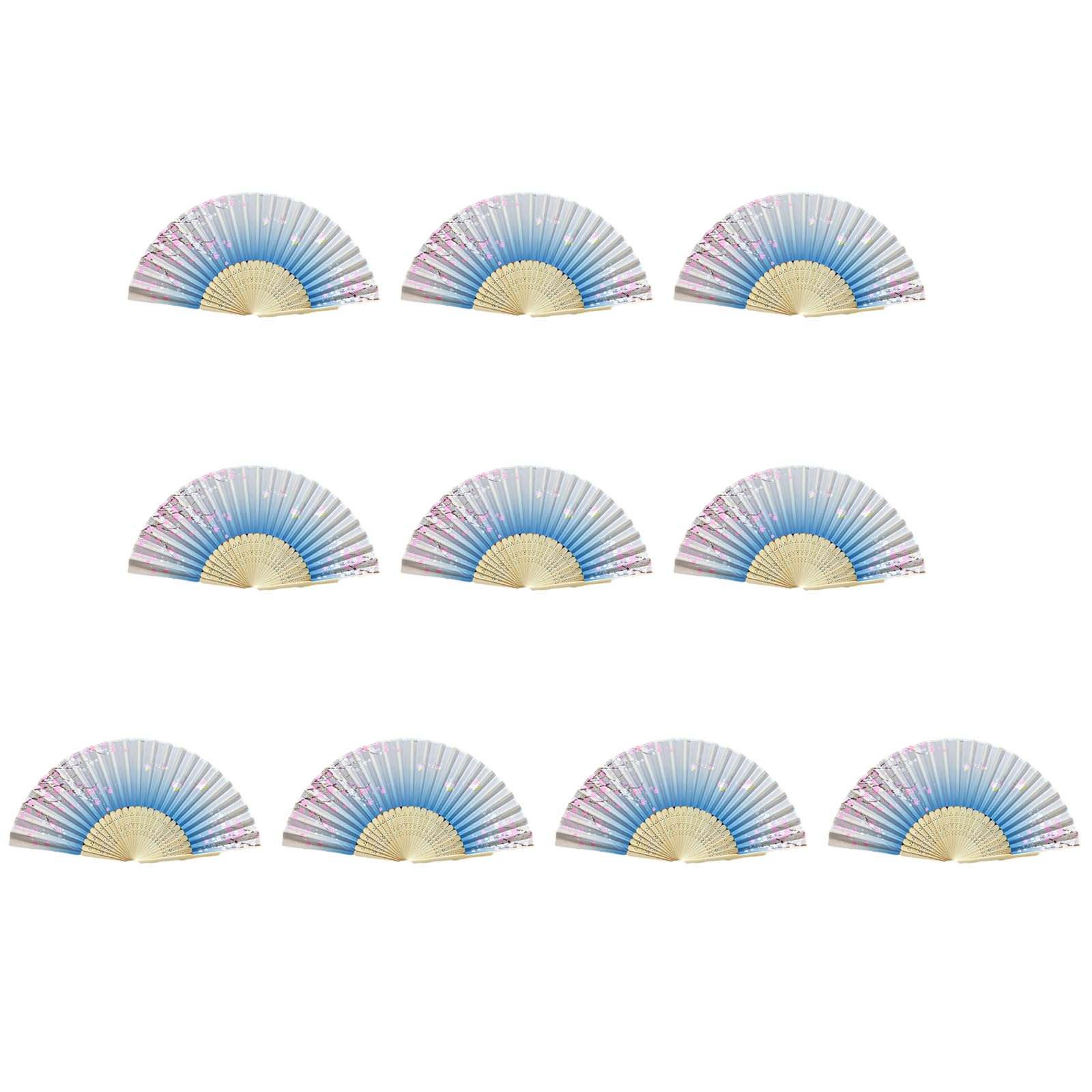 NRVTRE Of 10 Bamboo Fans, Handmade Chinese Folding Fan Performances Fan for Cooling, Decoration, and Collection Cooling