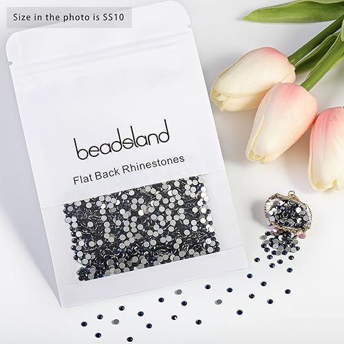 Vista 492 de Beadsland Diamantes de imitación de cristal con parte trasera plana, gemas redondas para arte de uñas y manualidades, pegamento fijo, violeta