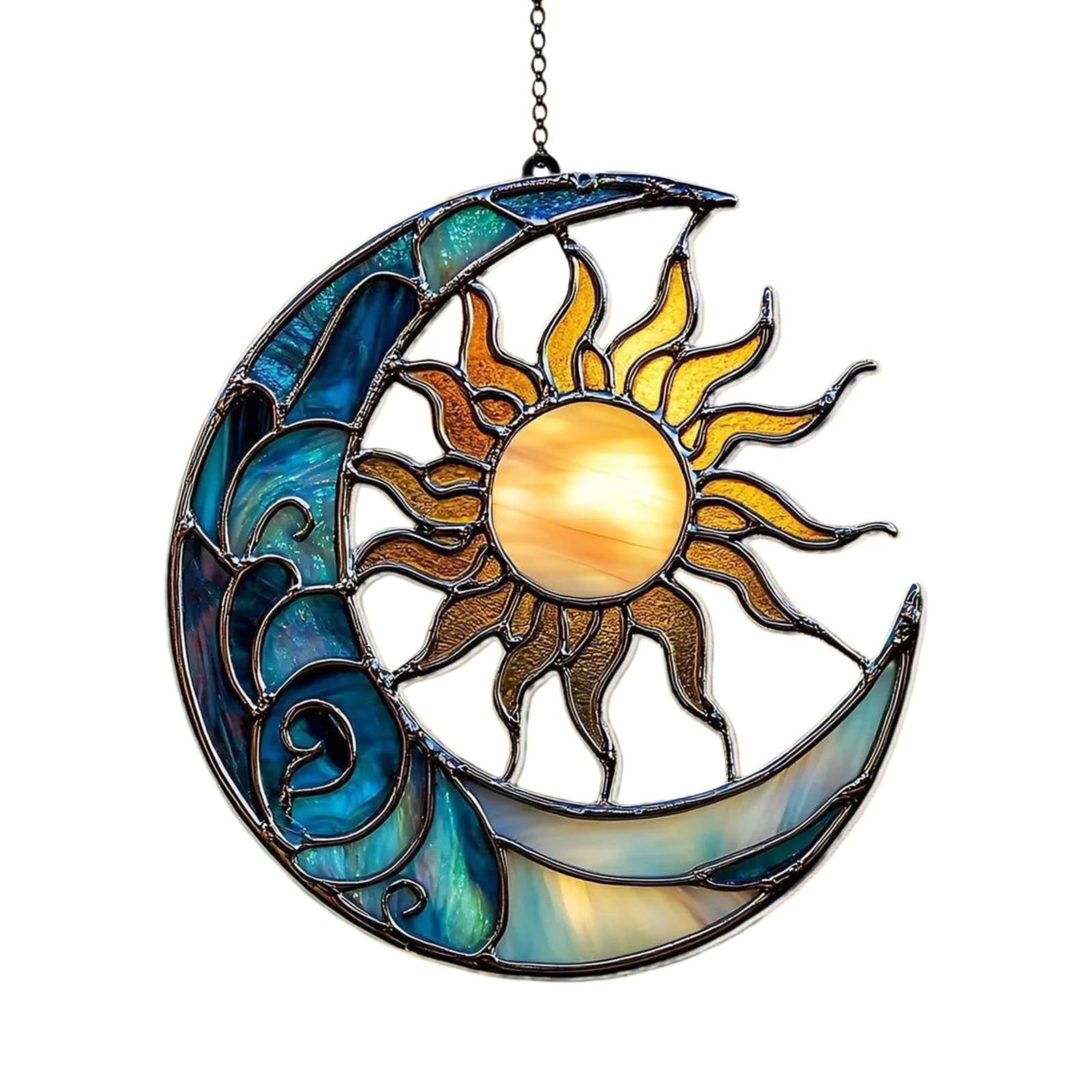 Fromceo Women's Type 6 Stained Glass Birds Sunflowers Suncatchers Decors For Window Hanging Artificial Green Plant Decors Mom Birds Sunflowers Suncatchers