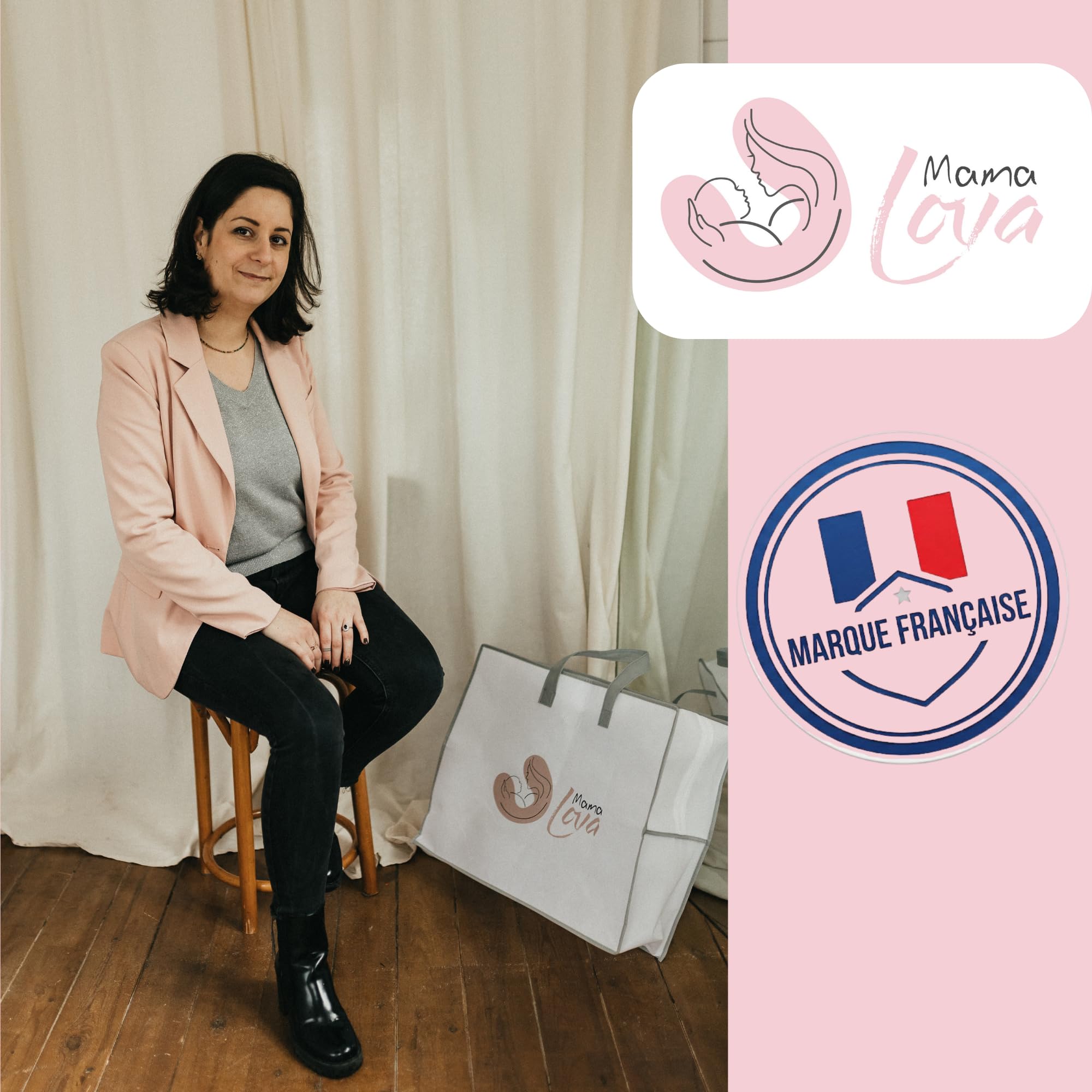 Mama Lova | Coussin de Grossesse et Coussin Allaitement Mémoire de Forme – Oreiller Ergonomique Gaze de Coton avec Housse de Rechange, Pochette & Sac. Cadeau Femme Enceinte, Coussin d’Allaitement