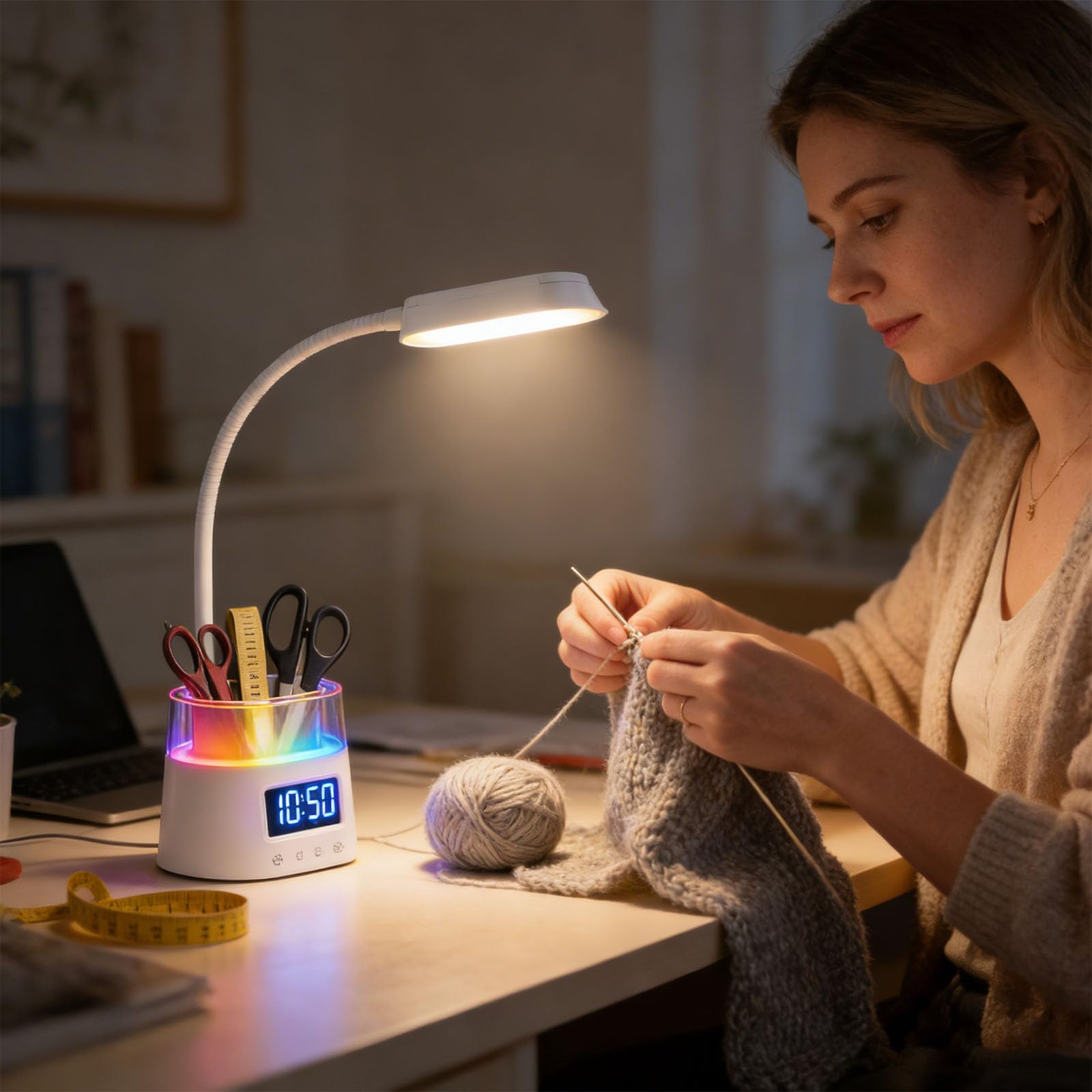 Przenośna lampa biurkowa LED zasilana przez USB, składana konstrukcja, sterowanie dotykowe, czasomierz, automatyczne wyłączanie, uchwyt na długopis do kompaktowych przestrzeni lampa biurkowa