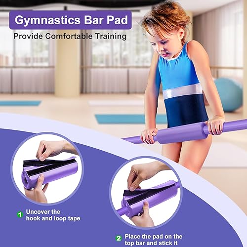Miniatura 5 de Barras de gimnasia para niños con altura ajustable, barra de entrenamiento de gimnasia plegable, barra horizontal expandible junior para el hogar