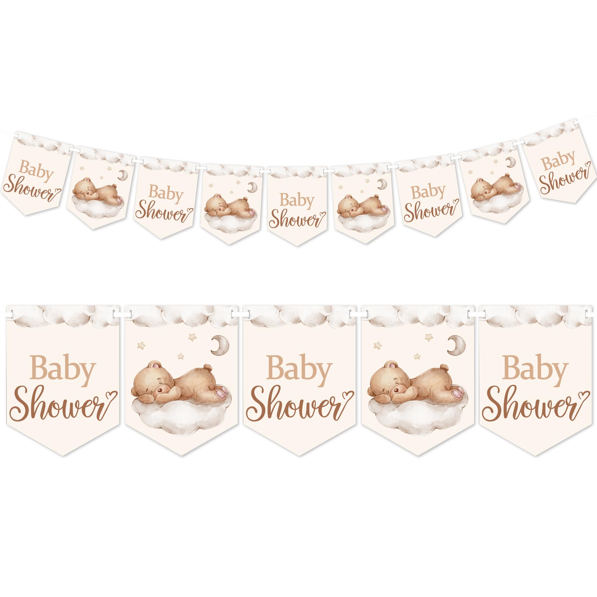 Pink Bee Parties Teddy Themed 'BABY SHOWER' Pennant Banner - 9 Flag