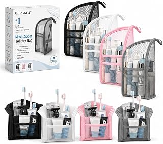Four-piece mesh zipper travel toiletry organizer set
