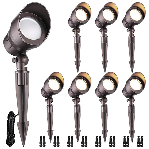 LEONLITE 8-Pack Low Voltage LED Landscape Spotlight, 3000K Warm White, 4W 12V Pathway Lights Outdoor CRI90+, Aluminum Housing Spot Lights for Garden Yard Lighting, ETL Listed, Bronze Finish