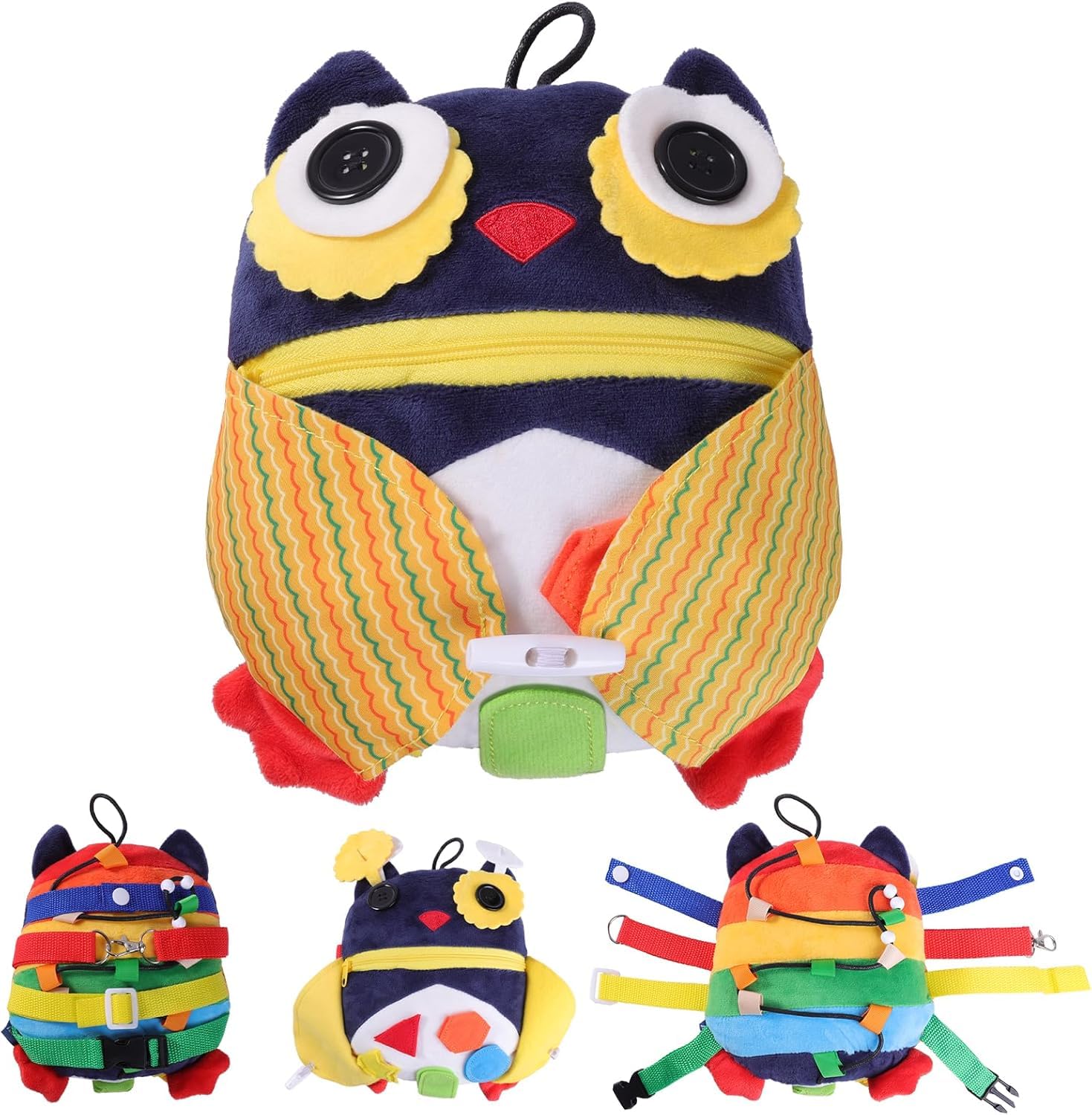 Buckle Owls Aids - Alzheimers Patients Learning Activity - Develop Motor Skills and Problem Solving - Geometry and Color Recognition - Sensory Stuffed Animal Aids for Elderly (Owls)