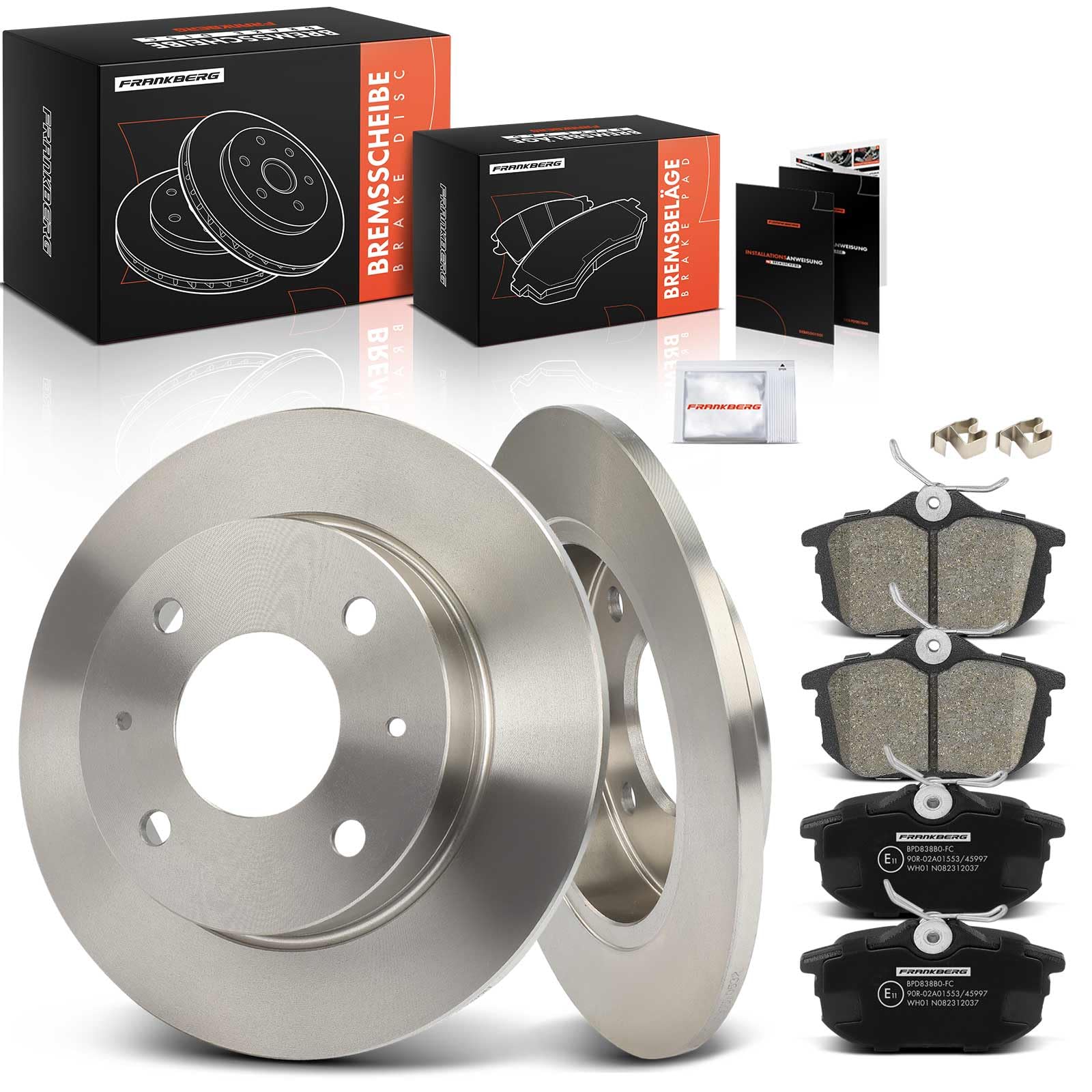 Frankberg Set freni incl. 2x Dischi Freno + 4x Pastiglie dei Freni Posteriore Compatibile con Colt VI Z2A Z3A Forfour 454 Replace# 4544201020,4605A076