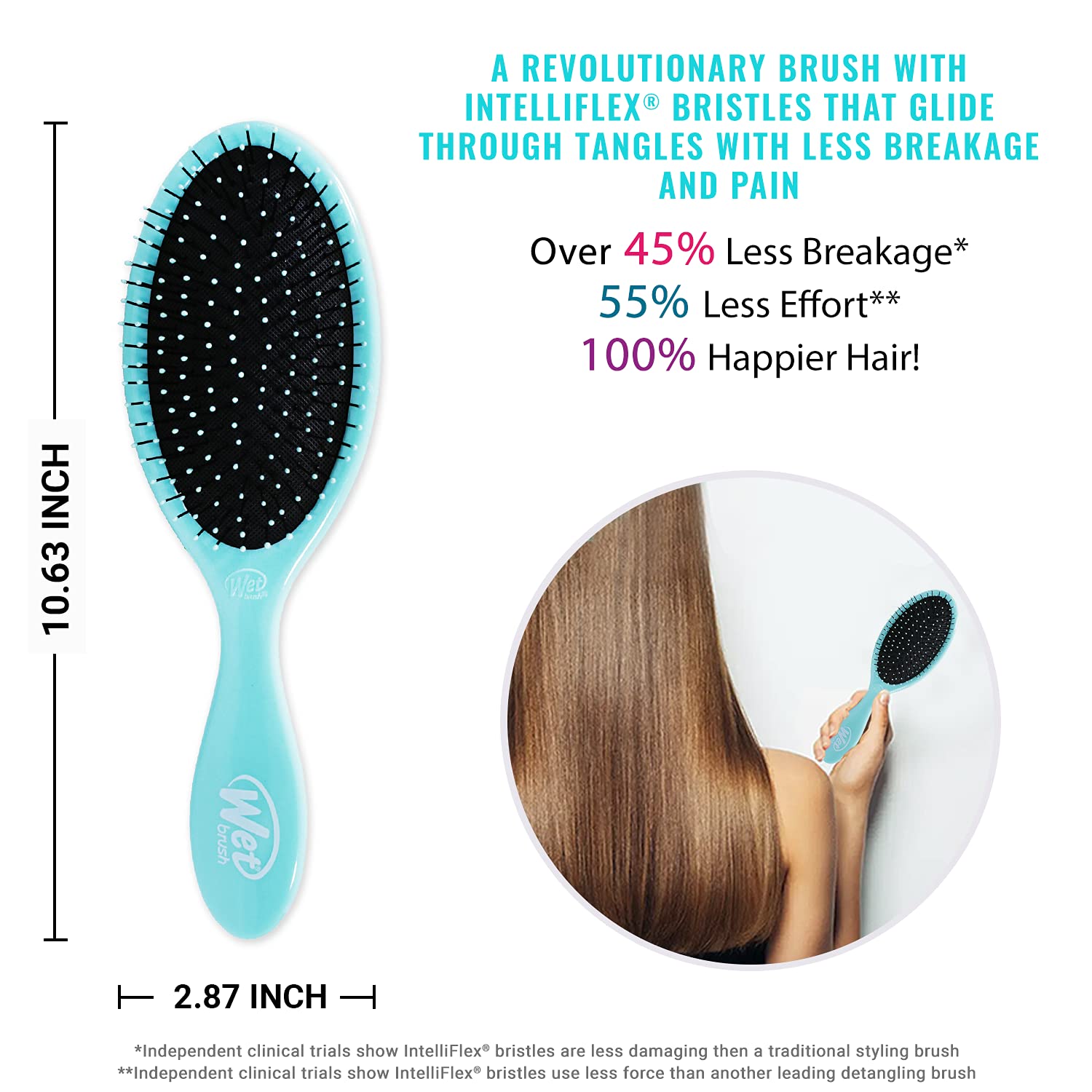 Wet Brush Original Detangler Hair Brush - Aqua - Exclusive Ultra-Soft IntelliFlex Bristles - Glide Through Tangles With Ease For All Hair Types - For Women, Men, Wet And Dry Hair : Beauty & Personal Care
