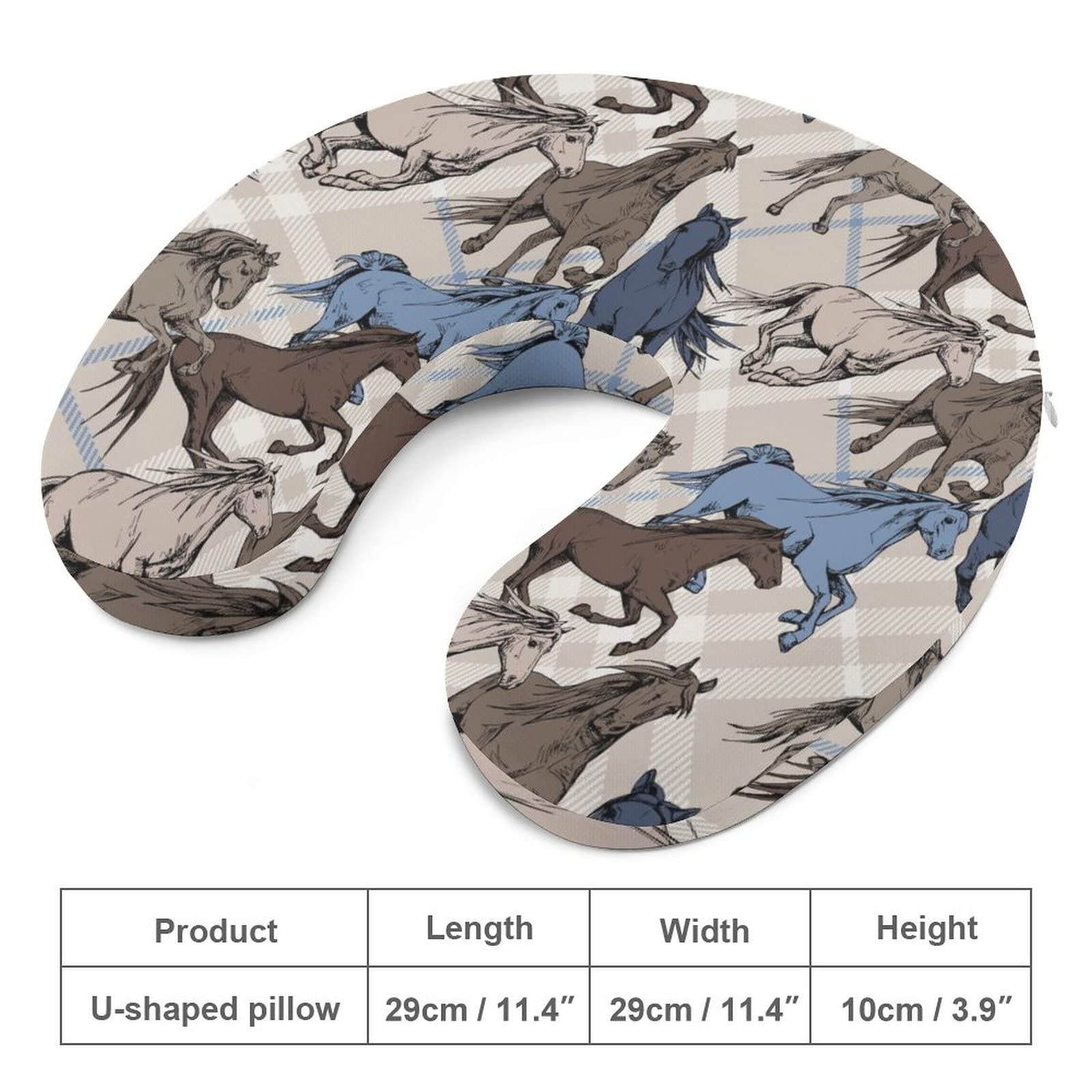 MZERSE Cute Travel Neck Pillow for Kids, Comfortable Neck Support Cushion Pillow Compatible with Western Wild Horse Plaid, Fashion Pillow for Airplanes Car Sleeping