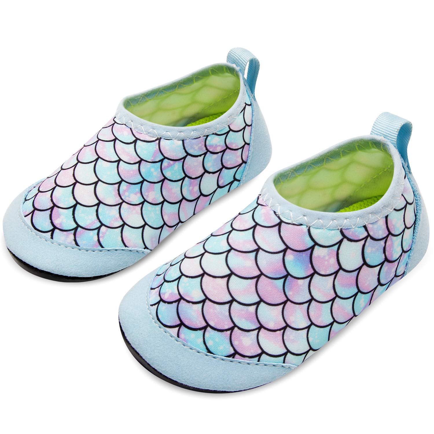 JIASUQI Baby Boys Girls Athletic Water Skin Shoes Socks for Beach River Boating Blue Scale 12-18 Months