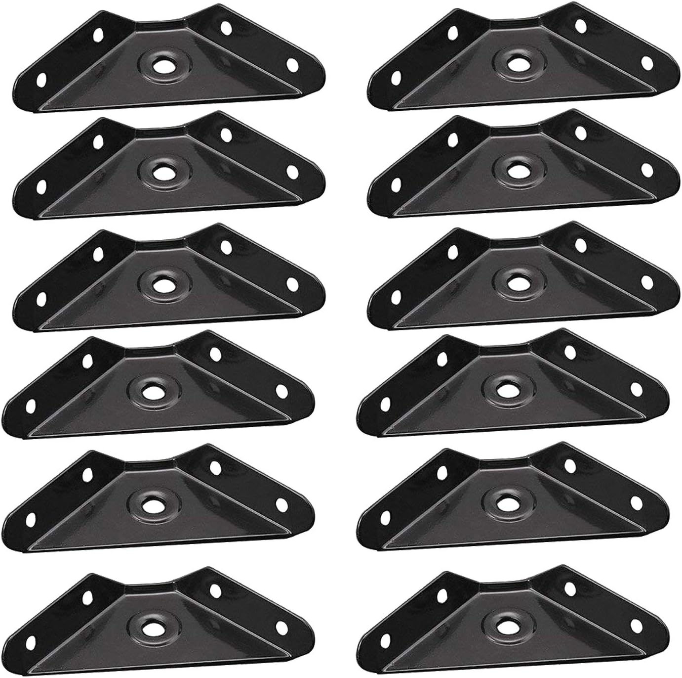 HOWDIA 12 Pcs Steel Corner Braces Joint Trapeziform Angle Code Brackets | 4.1" Black Corner Brace Support for Furniture | Cold Rolled Steel Construction, Triangle Design for Enhanced Stability
