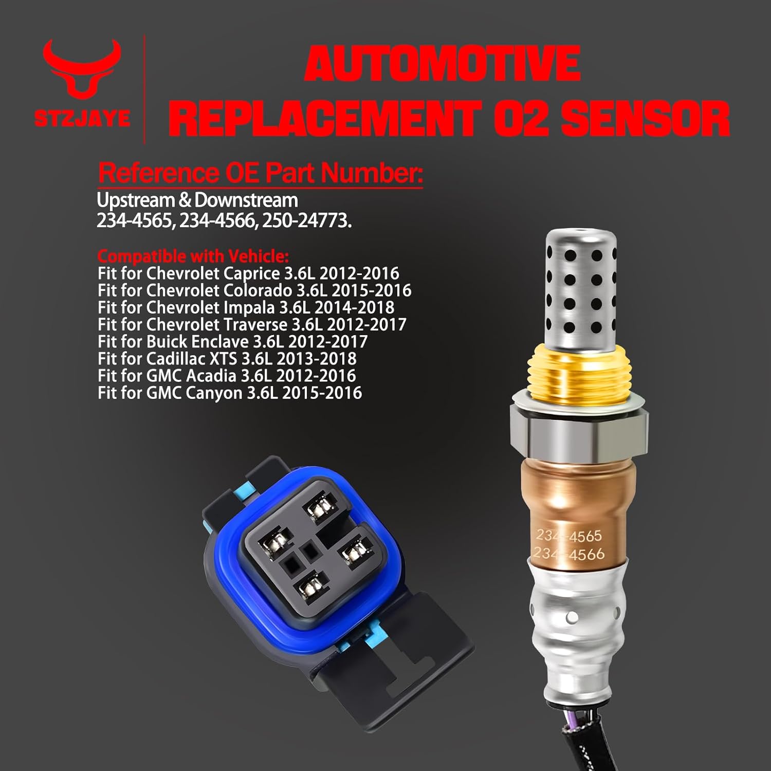 4Pcs Oxygen O2 Sensor 234-4565 234-4566, Automotive Replacement 02 Sensors Upstream Downstream Compatible with Chevrolet/Chevy Traverse 2012 2013 2014 2015, for GMC/Buick/Enclave V6 3.6L