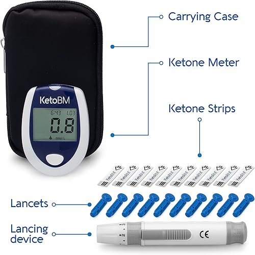 Miniatura 2 de sistema para medir cetona de sangre para pruebas de dieta Keto – sistema completo de prueba de cetona con monitor, tiras Keto, dispositivo de