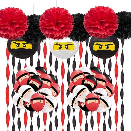 Decorations De Fete D Anniversaire Motif Guerrier Ninja Ballons Ninja En Papier Crepon Rouge Noir Blanc Amazon Ca Jeux Et Jouets