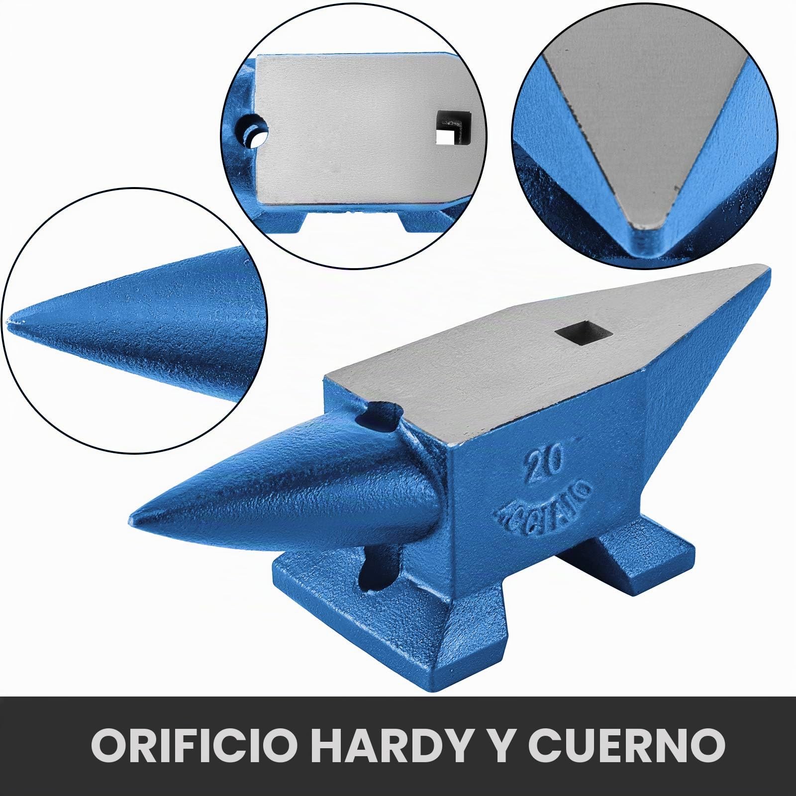 Happybuy Yunque de Metal 20 KG, Yunque de Acero 44,1 lbs Yunque de Herrero Ideal para Metalúrgicos y Herreros para Remachar, Aplanar, Forjar y Formar Metal