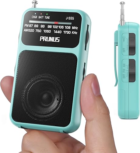Miniatura 10 de PRUNUS J-555 - Radio de Bolsillo AM FM con Carga USB-C y Batería, Excelente Recepción y Altavoz Claro con Conector para Auriculares, Clip Posterior,