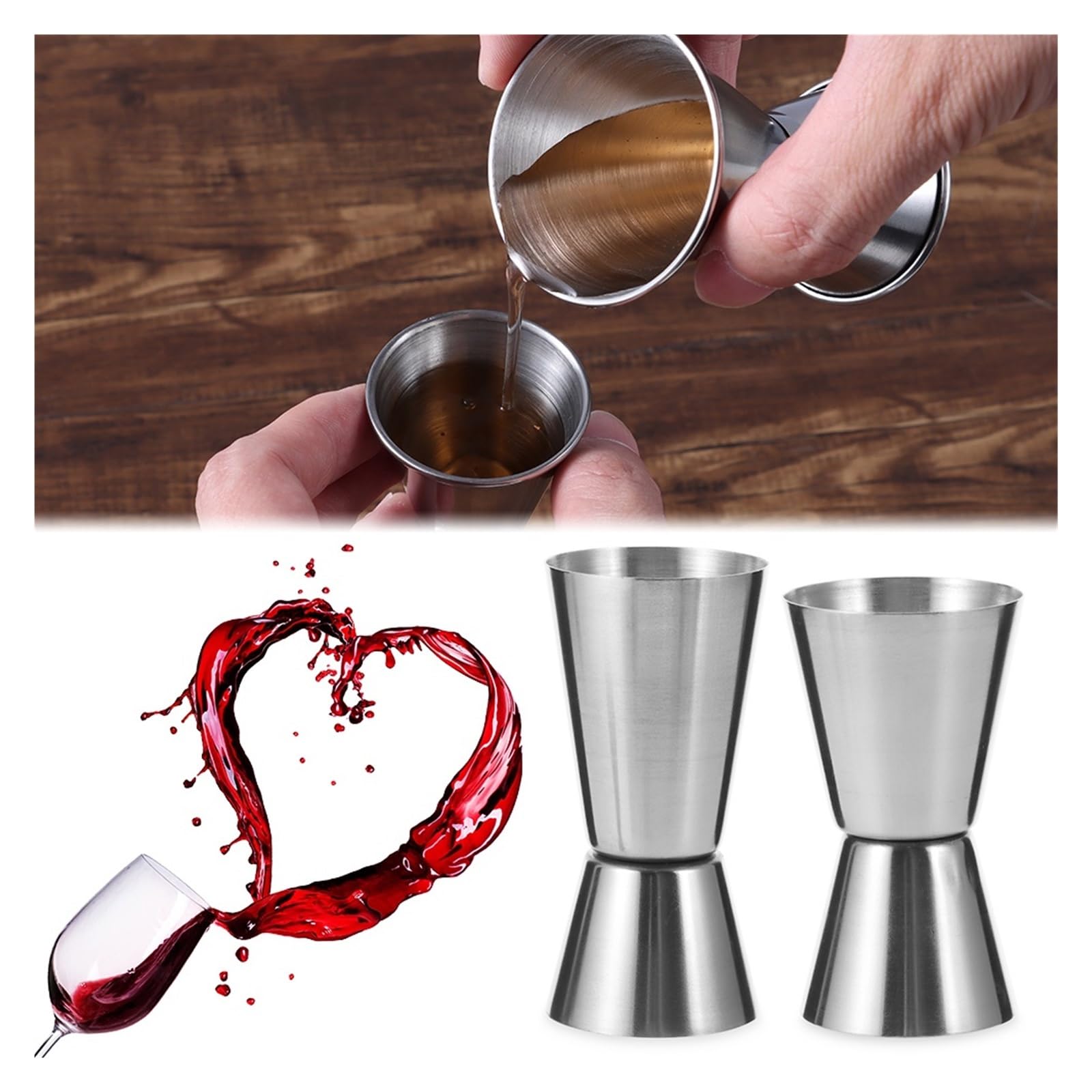 Vaso medidor de acero inoxidable de doble tiro, coctelera para bebidas alcohólicas, herramientas de cocina y bar (estilo b)