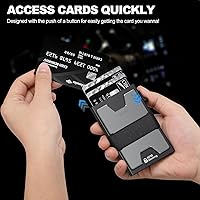 Vista 43 de Cartera delgada de aluminio para hombre, placa trasera expandible duradera, bloqueo RFID, billetera desplegable de metal minimalista, con capacidad