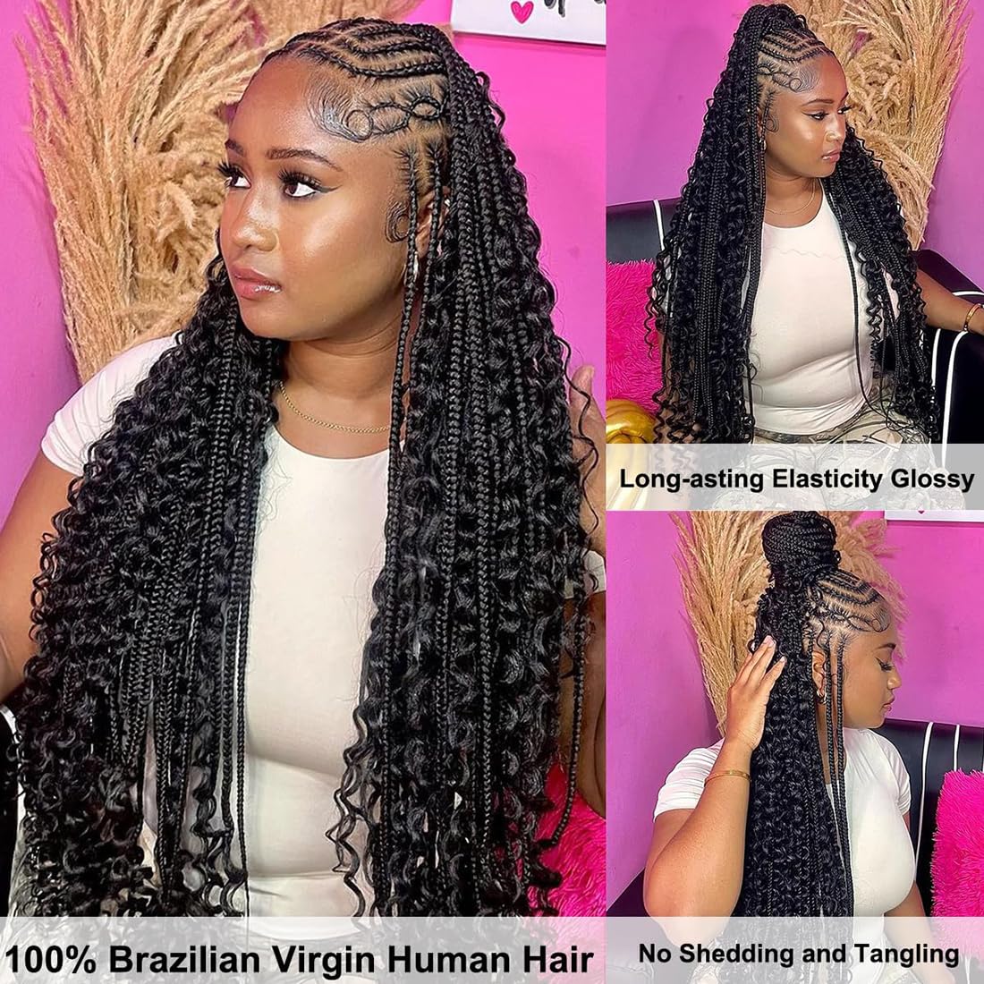 Human Braiding Hair 50g 28 Inch Boho Braids Human Hair Deep Wave Bulk Human Hair for Braiding No Weft Bundle Curly Human Hair Extensions for Boho Braids Wet and Wavy Human Braiding Hair