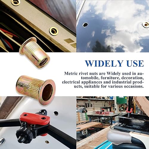 Miniatura 4 de AETTL - Kit de tuercas remachables AETTL 413 piezas SAE UNC surtido, acabado chapado en zinc, kit de tuercas remachables de cabeza plana de acero al