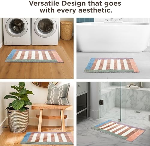 Miniatura 4 de Folkulture Alfombras de baño  (20 x 30) alfombras de baño para baño o alfombra de baño de microfibra  Alfombra de baño lavable antideslizante de