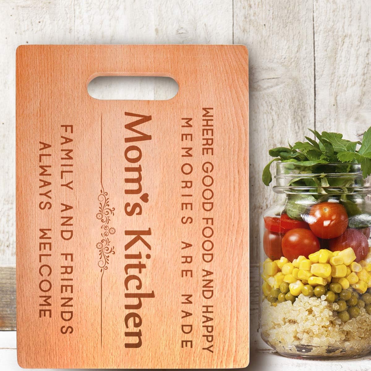 50% Off Discount Vencer Cutting Board with Easy-Grip Handles,15.3x10.9,Hardwood Chopping and Carving Countertop Block