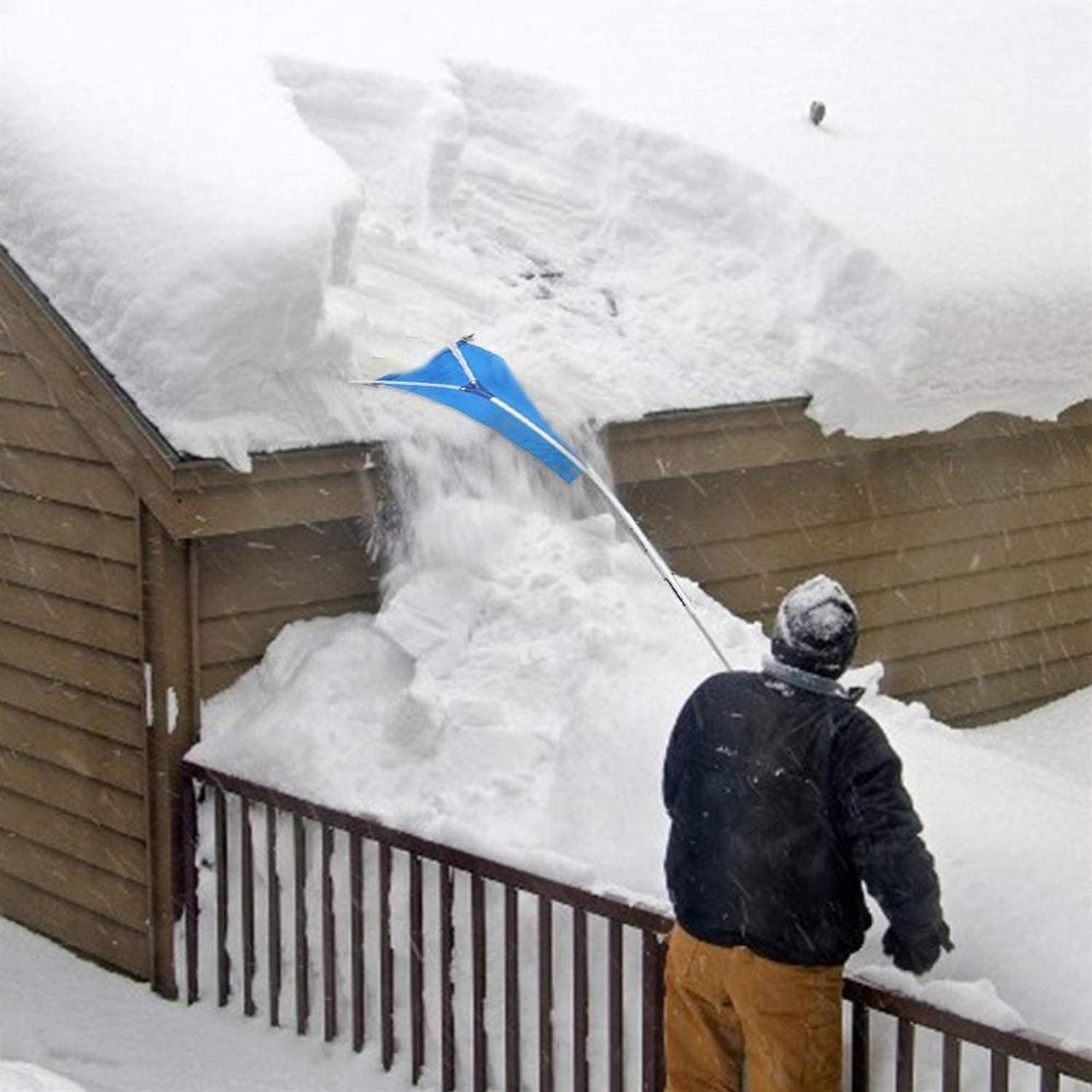 JOCHEN Pala de Nieve retráctil para techos Exteriores de 20 pies, Palo de Aluminio, Herramientas para Quitar Nieve, Herramienta para Quitar Nieve en Invierno, Pala de jardín Plegable