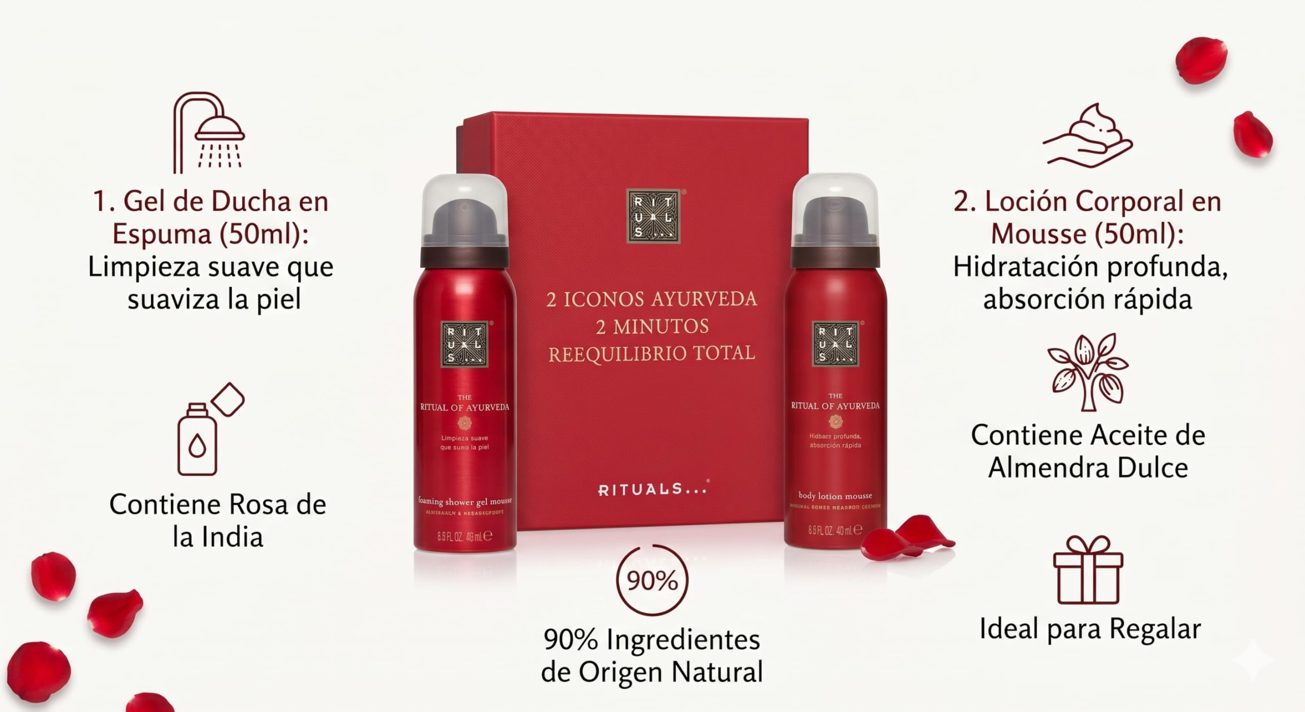 RITUALS The Ritual of Ayurveda Geschenkset, Schäumendes Duschgel & Körperlotion Mousse, 2 x 50 ml