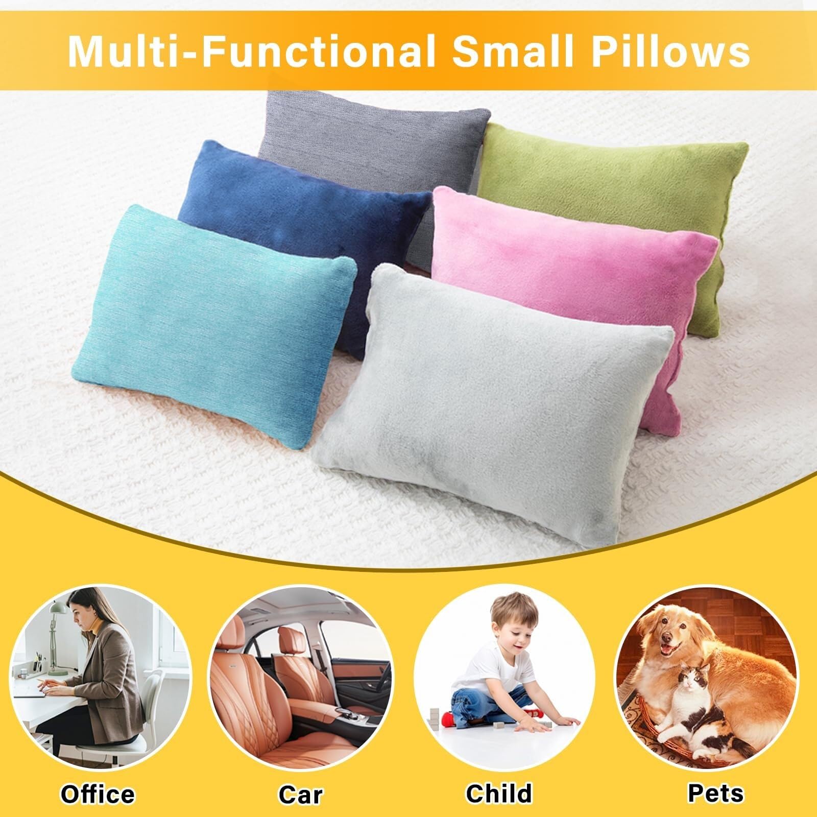 Confezione da 2 cuscini da viaggio in memory foam, 28 x 17 cm, mini cuscini per supporto per collo, ginocchia e lombari, ideali per sonnellini primaverili e comfort per animali domestici, perfetti per