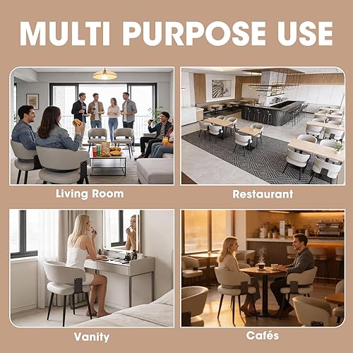 Miniatura 8 de Juego de 4 sillas de comedor modernas, tapizadas de piel sintética con respaldo abierto curvo, fácil montaje para comedor, restaurante, cafetería