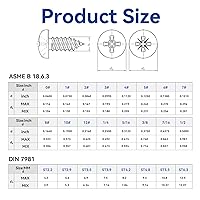 Vista 2 de QISHENG Black Head 100 PCS #4x1/4(0.25 pulgadas) Tornillos Phillips para Madera de Cabeza Redonda de Acero Inoxidable, Tornillo de Acero Inoxidable