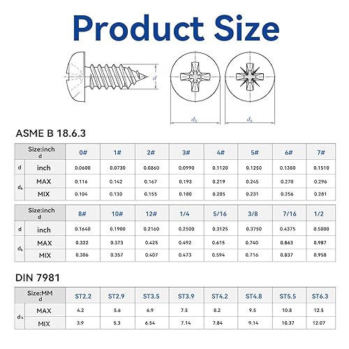 Miniatura 9 de Black Head - 50 tornillos de madera Phillips de acero inoxidable #10 x 3 pulgadas, tornillos de acero inoxidable 18-8 A2 (304), kit de tornillos