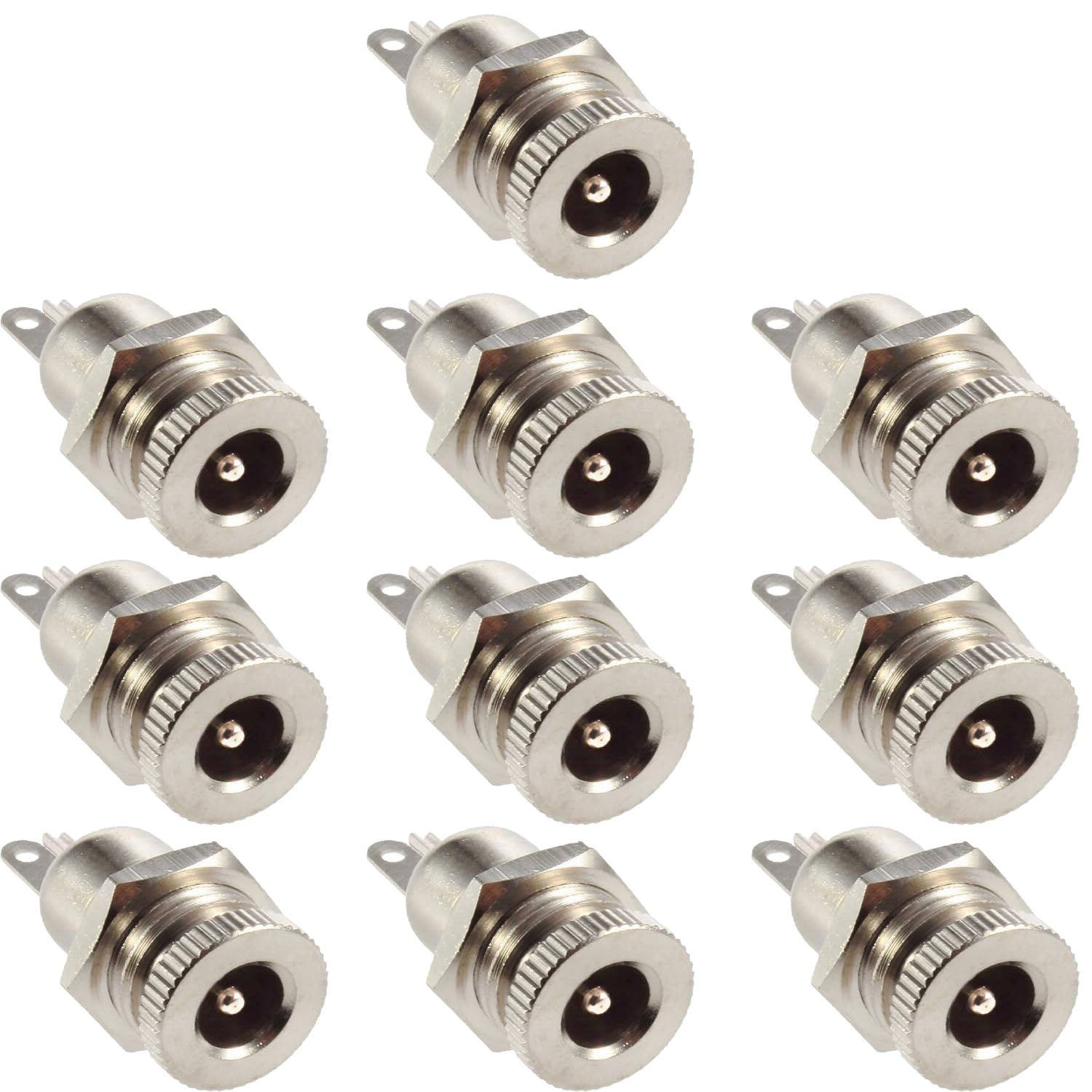 CenryKay 10PCS 5.5 x 2.1mm DC-099 10A DC Power Jack Socket,Threaded Female Panel Mount Connector Adapter